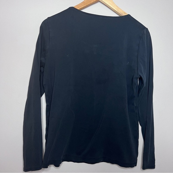 J. Jill L Petite Navy Blue Perfect Pima Long Sleeve Scoop Neck Tee 100% Cotton - Picture 3 of 6